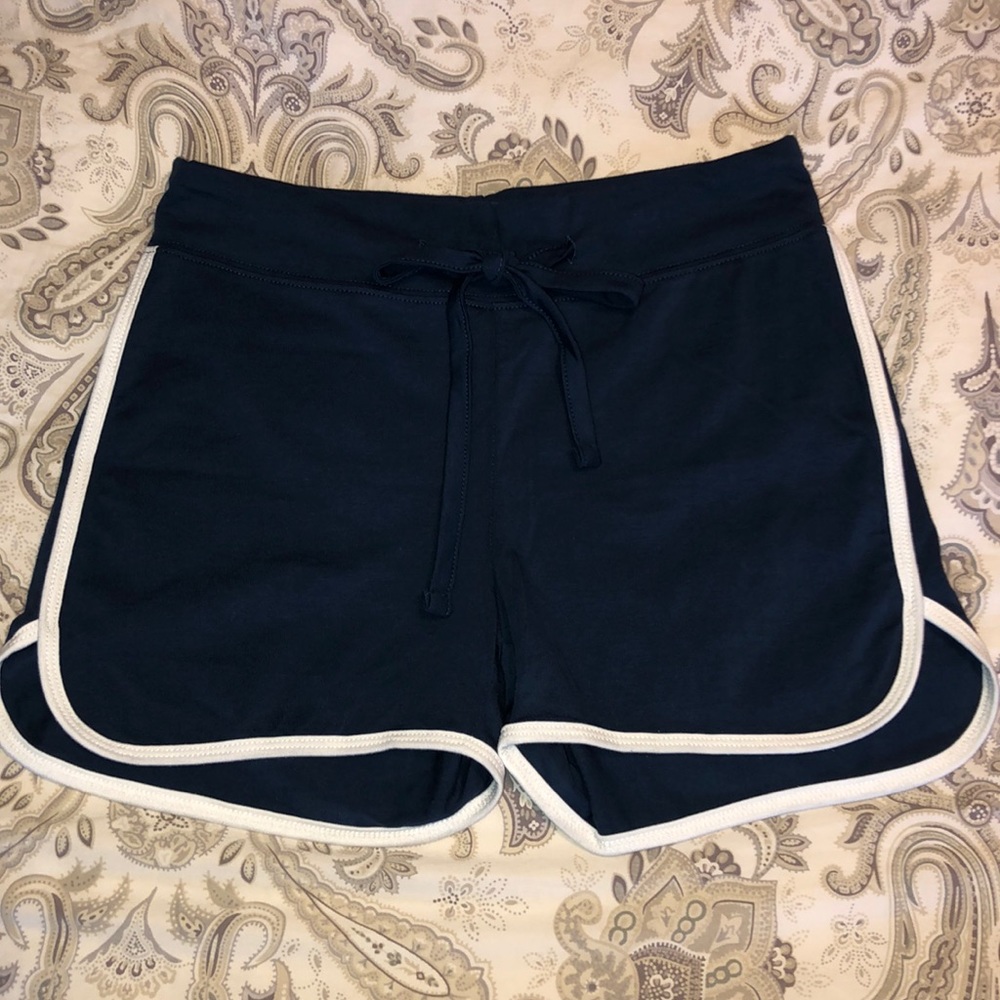 NWOT - Navy Stripe Drawstring Shorts. Size Small